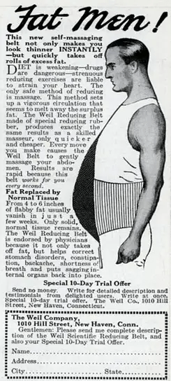 Vintage ad for overweight men
