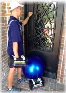 personal trainer knocking on door of home in Highland Village” vspace=