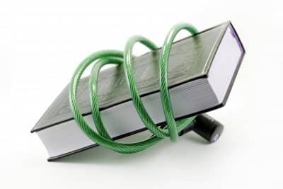 Lock wrapped around book.