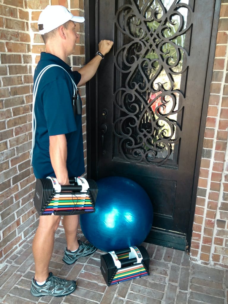 personal trainer knocking at door