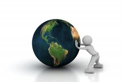 manmovingworld man pushing world