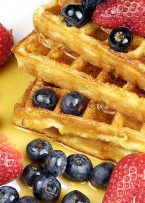 waffles with syrup and berries