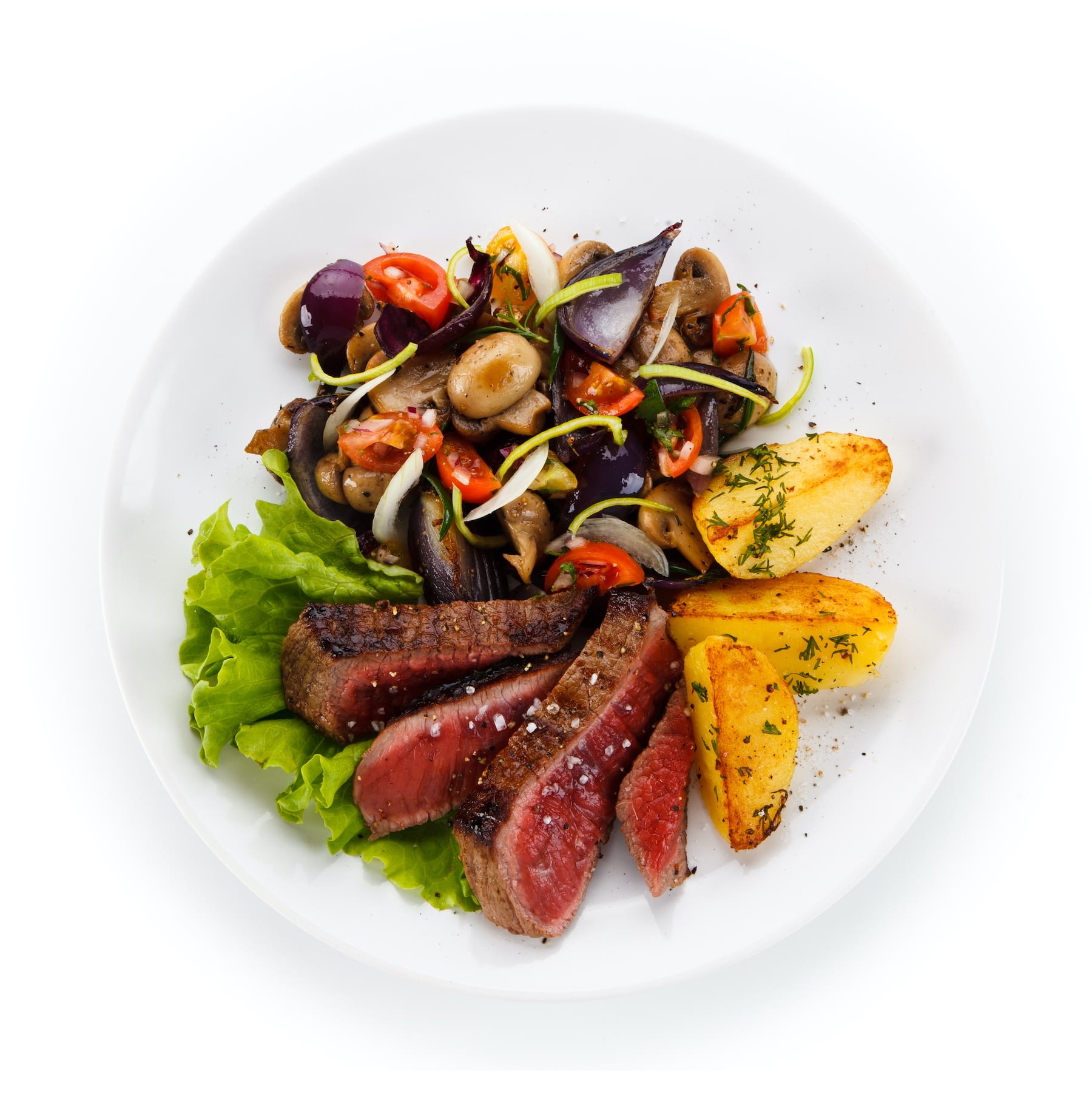 balanced meal of protein starch and vegetables