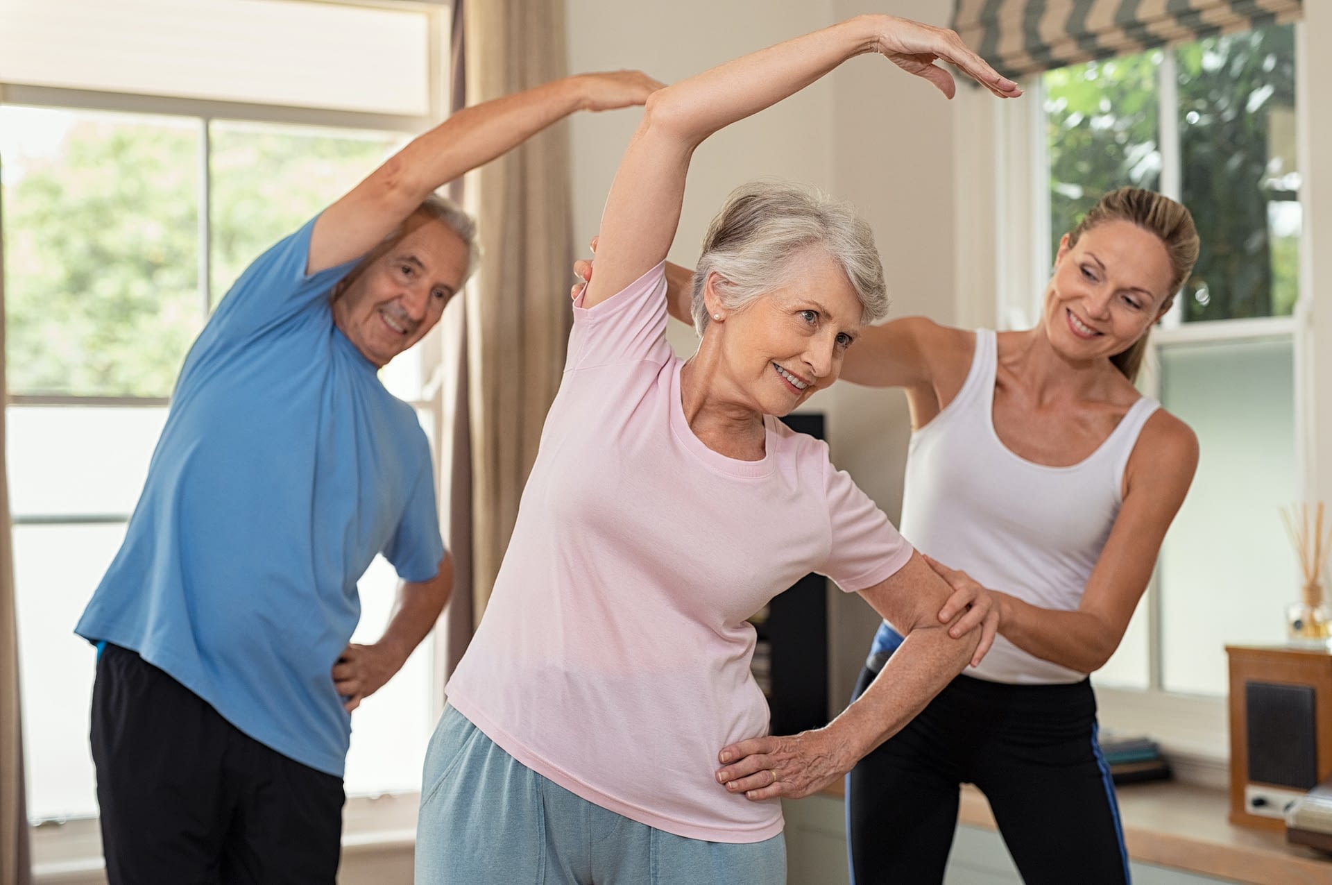 senior personal training client with coach
