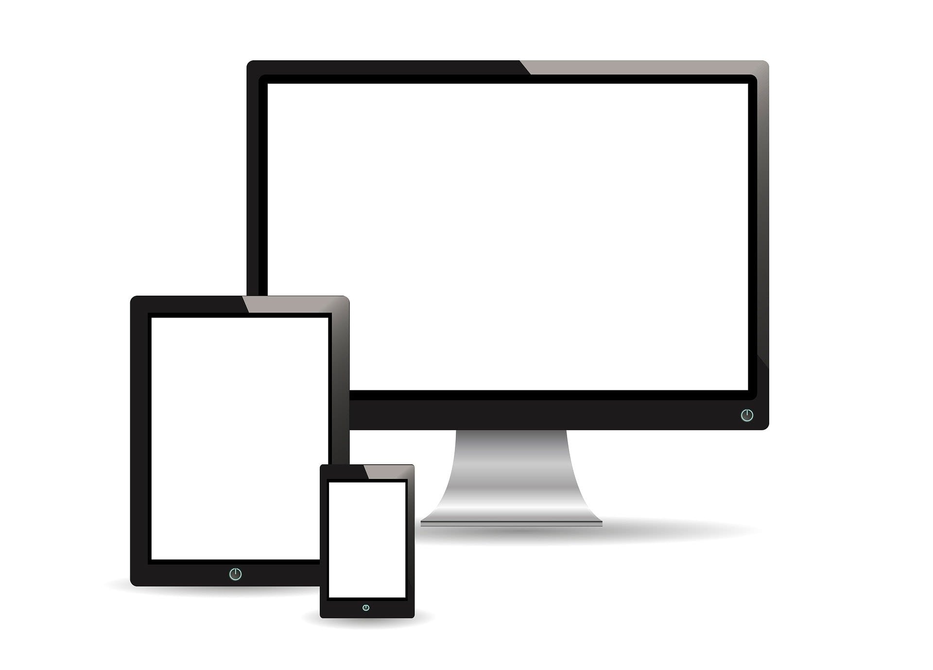 laptop and tablet and smartphone videochats